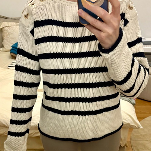 Massimo Dutti cotton sweater new, size M, white and blue