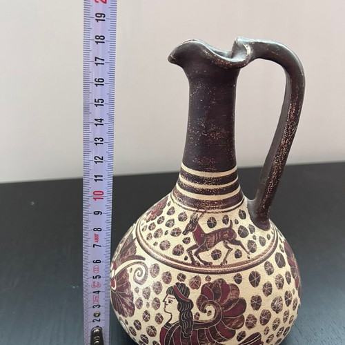 Ceramic Corinthian vase replica, 18cm height