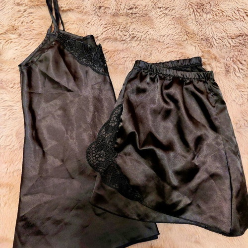 Baby doll satin new with lace black size L-XL