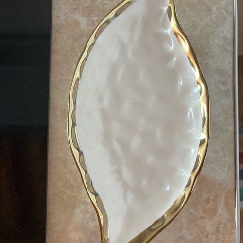 Inart porcelain platter, 61 cm, gold rim, almond shape