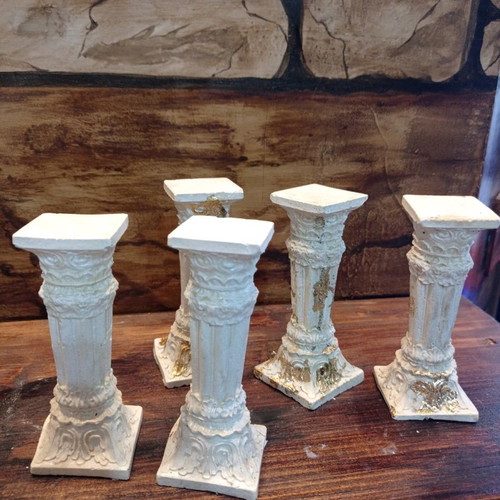 Decorative Doric columns made of cement, new, height 12 cm