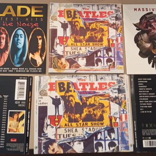 Booklets from Slade, The Beatles, Massive Attack greatest hits used