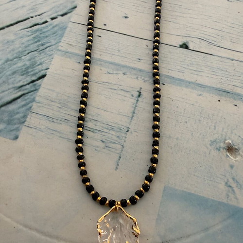 Necklace black and gold stainless steel handmade