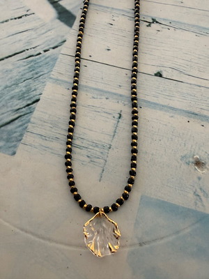 Necklace black and gold stainless steel handmade