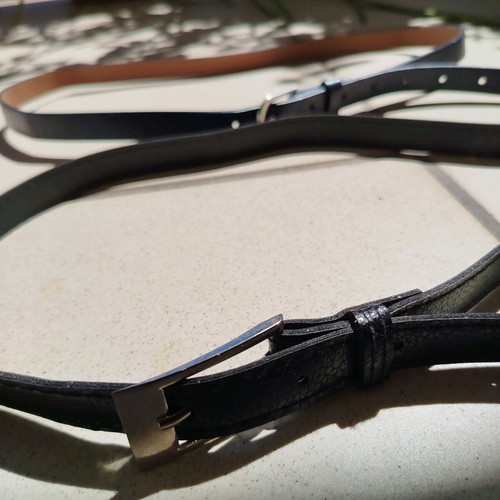 Set of 2 women's thin belts black and blue like new