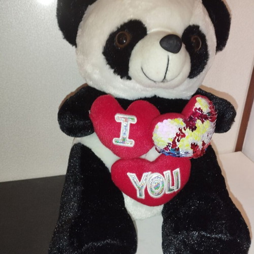 Teddy bear I LOVE YOU with three hearts like new, medium size 36cm