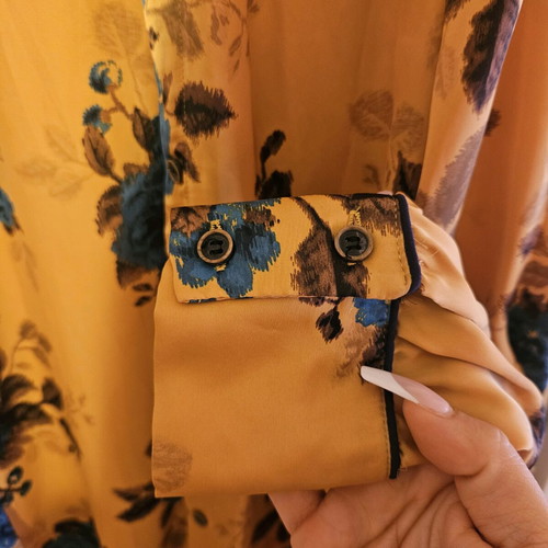 Πουκάμισο Zara floral σαν καινούργιο, μέγεθος XS, κίτρινο με μπλε σχέδιο