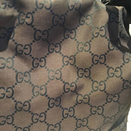 Gucci shoulder bag used, brown fabric with bamboo handle