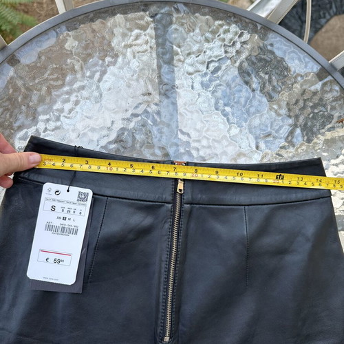 Zara leather skirt, black and orange, size S