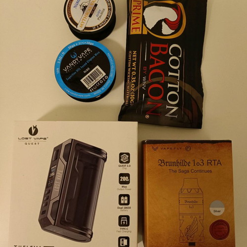 Vapefly Brunhilde 103 RTA atomizer and Thelema Quest 200W mod new