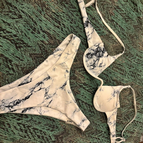 Shein bikini used, size S, white and turquoise