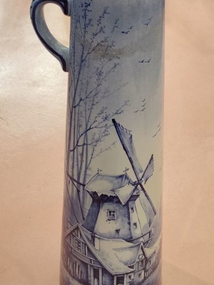 Porcelain pitcher Delft de Wasmuel used, hand-painted, Belgian