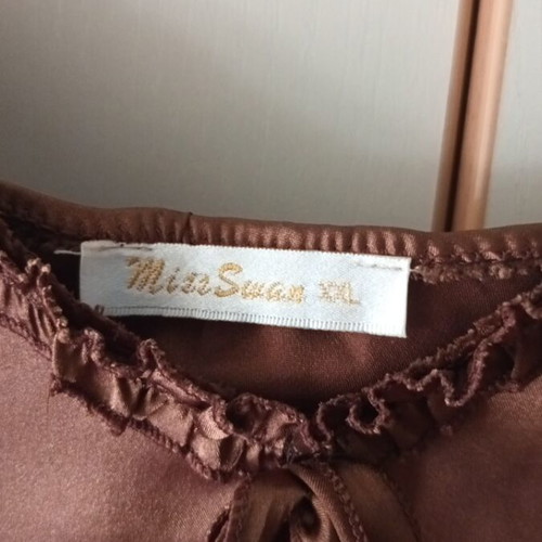 Lingerie silk satin brown asymmetrical ruffle top like new