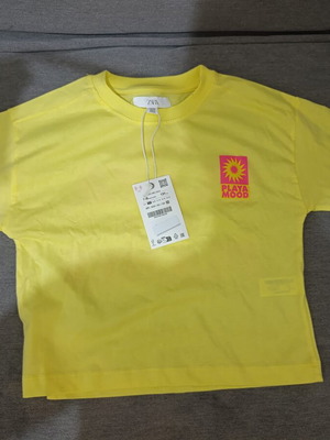 Σετ t-shirt και σορτσάκι Zara καινούριο, μέγεθος 8-9 ετών, κίτρινο και μαύρο