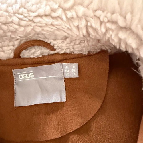 ASOS Teddy coat used, beige and brown, size S/M