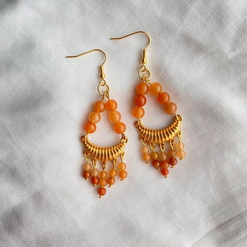 Handmade boho earrings with red aventurine beads made to order