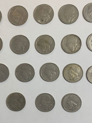 Greek Coins 20 Drachmai 1976-1988, like new, lot of 33 pcs