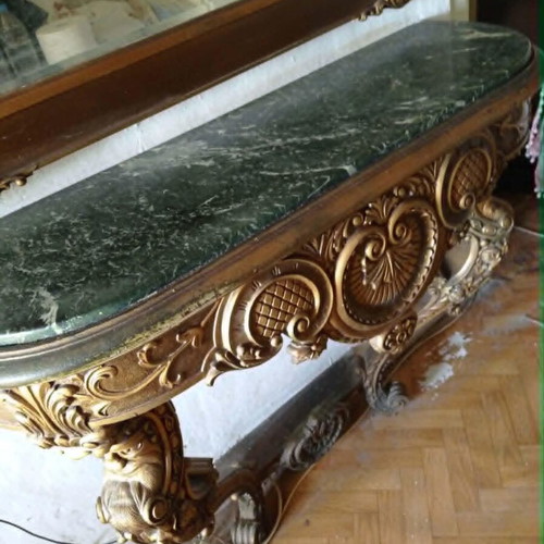 Handmade entry console used with hanger and mirror