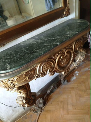 Handmade entry console used with hanger and mirror