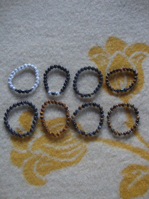 Ανδρικά ελαστικά βραχιόλια με χάντρες καινούργια, σετ 8, φυσική πέτρα