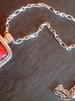 Statement necklace with dichroic glass pendant, like new