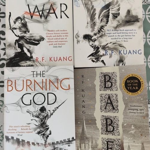 R.F. Kuang book collection with Poppy War trilogy like new and lightly used Babel