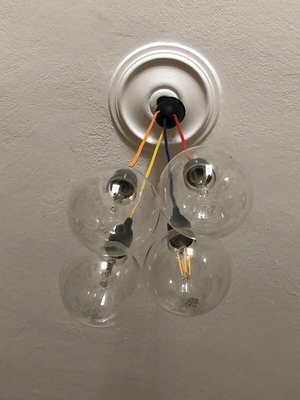 Ceiling light colorful like new, modern with cables