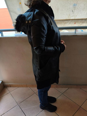 Τζάκετ μπουφάν δερμάτινο γυναικείο πανωφόρι μαύρο σαν καινούργιο