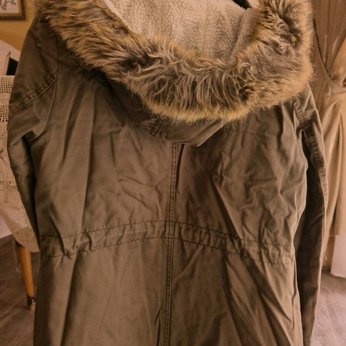 Khaki parka jacket used, size large