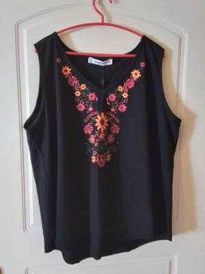 Parabita sleeveless blouse XL new, black with print