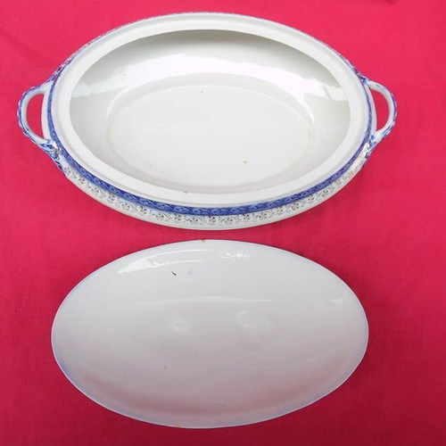 Alfred Meakin porcelain serving platter used, antique Flown Blue