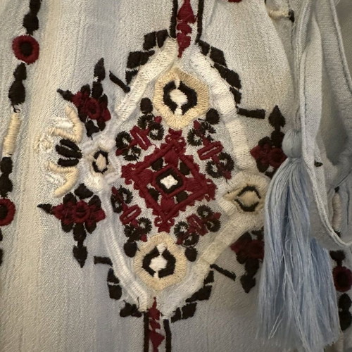 Boho women's blouse like new, size Small, light blue