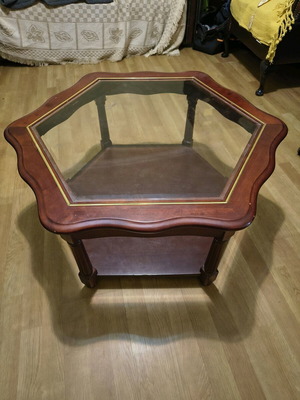 Wood and tempered glass coffee table used