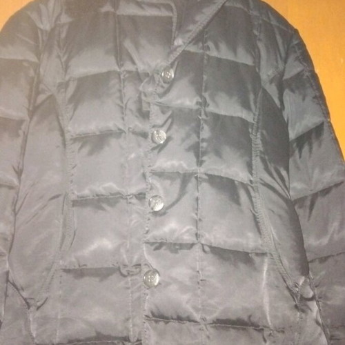 Stefanel satin jacket like new, black with fur collar