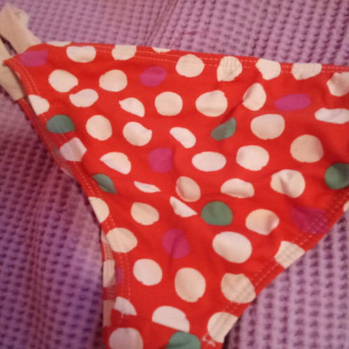 SugarFree swimsuit used, red with white polka dots, size 6 years like new