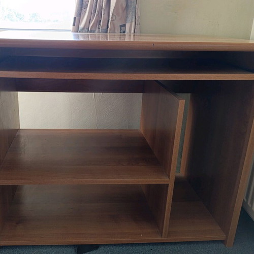 Computer desk used with sliding drawer and shelf