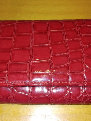 Wallet red leatherette new with many unused compartments