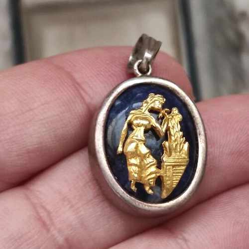 LALAoUNIS pendant like new, silver and gold with lapis lazuli stone