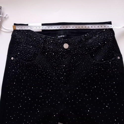 Miss Good black stretch jeans with rhinestones new, size 42