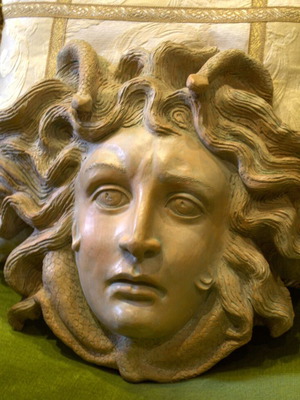 Medusa Gorgon Wall Sculpture handcrafted, large, like new ceramic art