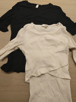 Σετ μπλουζάκια μητρότητας και θηλασμού H&M μεταχειρισμένα, μέγεθος S, μαύρο και άσπρο