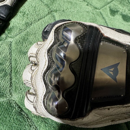 Dainese Full Metal Titanium gloves used with neck protector