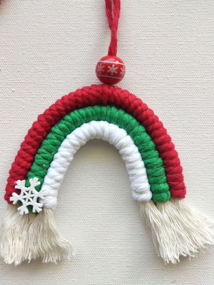 Macrame rainbow ornament new, cotton thread 10 cm