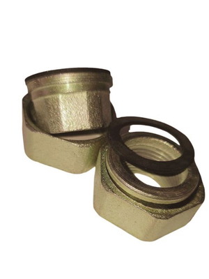 Set of 1 1/4 inch brass circulator pump fittings, female