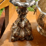 Table set with bowl and two antique silver-plated candlesticks like new