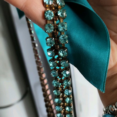 Necklace used with satin ribbon and stones