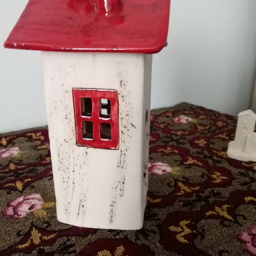 Clay candle house new with tealight holder