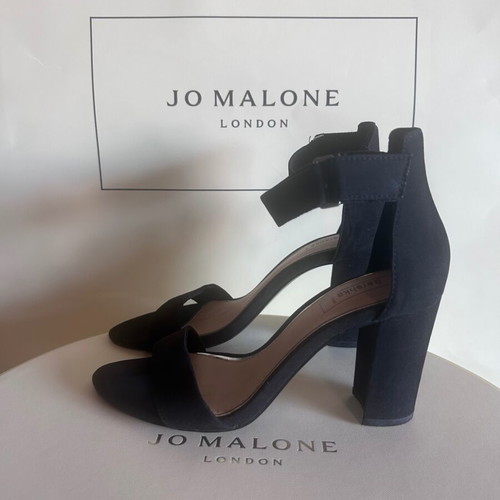 Bershka Y2K black suede high-heeled sandals like new, size 36