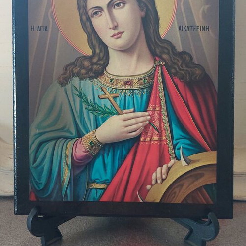 Wooden icon of Saint Catherine