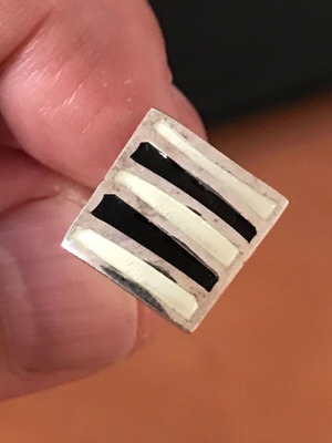 Silver handmade cufflinks 925 with geometric design and enamel, like new